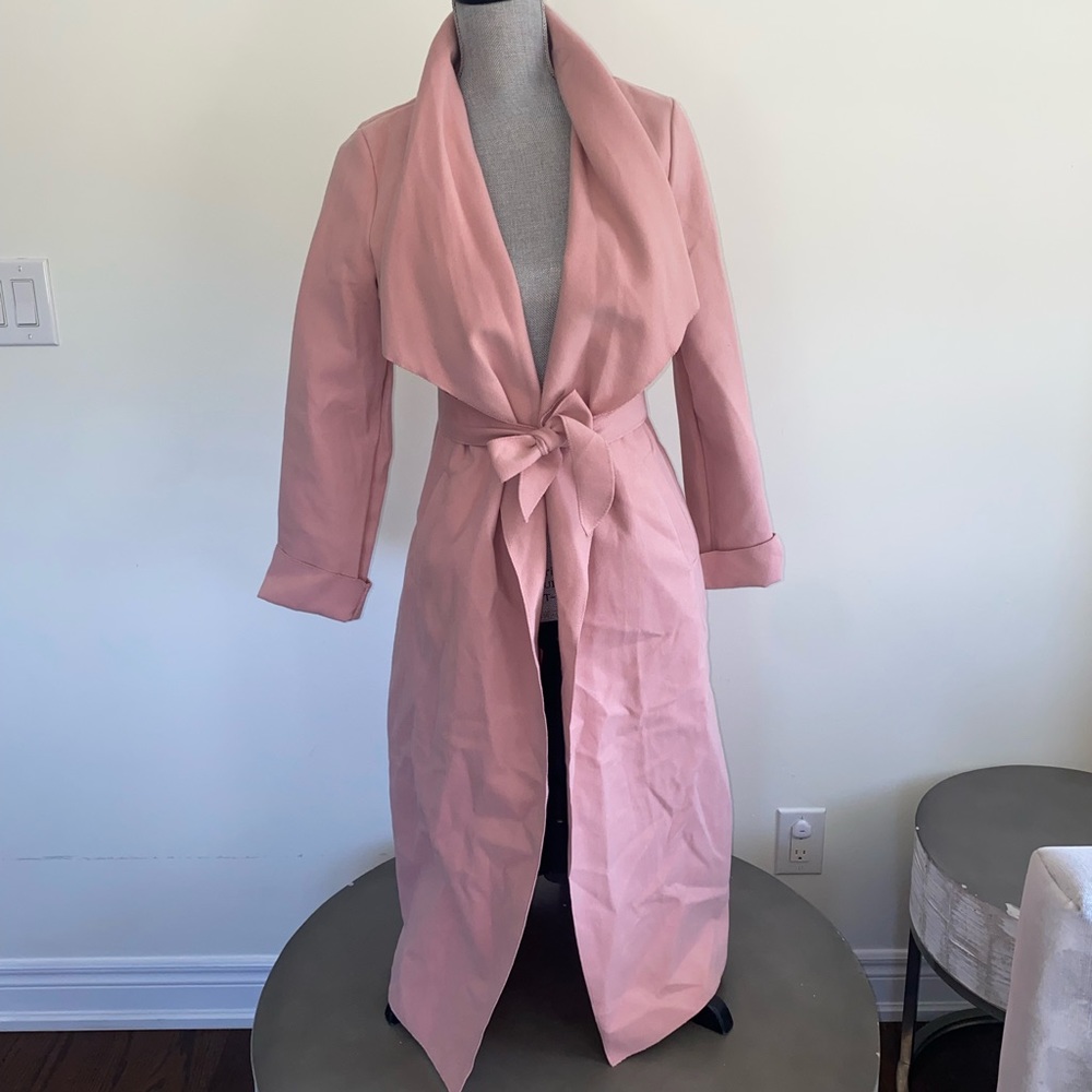 Pink trench coat - soft felt like material